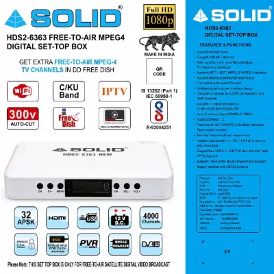 SOLID HDS2-6363 New HD MPEG-4 DVB-S2 Set-Top Box with PVR